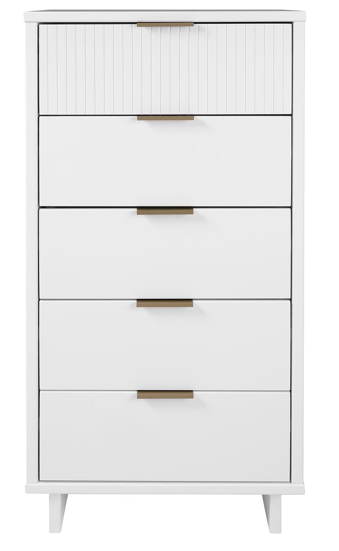 Manhattan Comfort Granville Tall 24" Modern Narrow Dresser With 5 Drawers In White