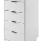 Manhattan Comfort Granville Tall 24" Modern Narrow Dresser With 5 Drawers In White