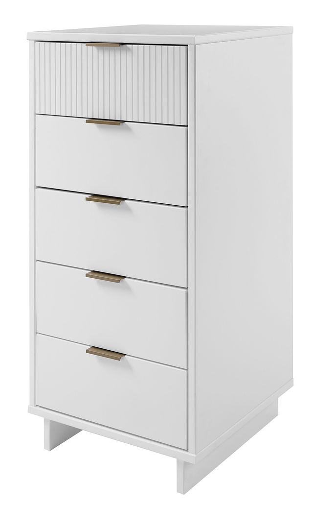 Manhattan Comfort Granville Tall 24" Modern Narrow Dresser With 5 Drawers In White