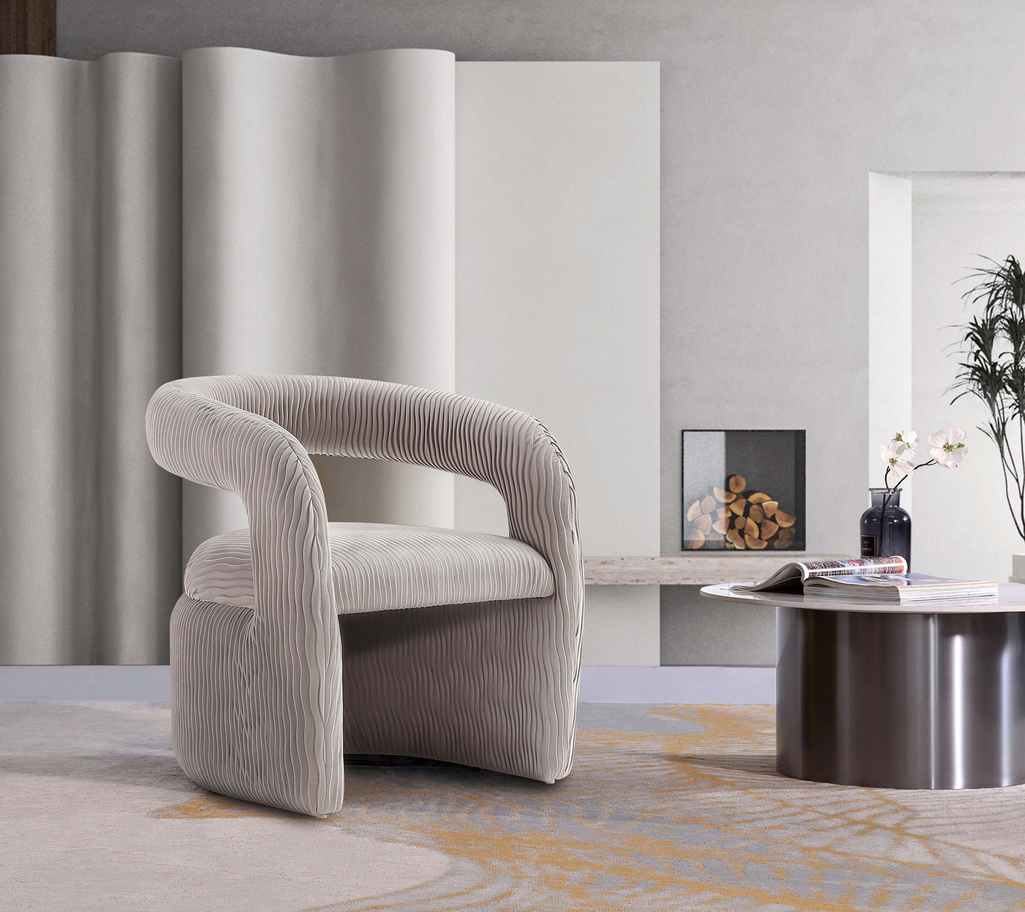 Manhattan Comfort Gray Modern Corvette Velvet Dining Chair In A Set Of 2