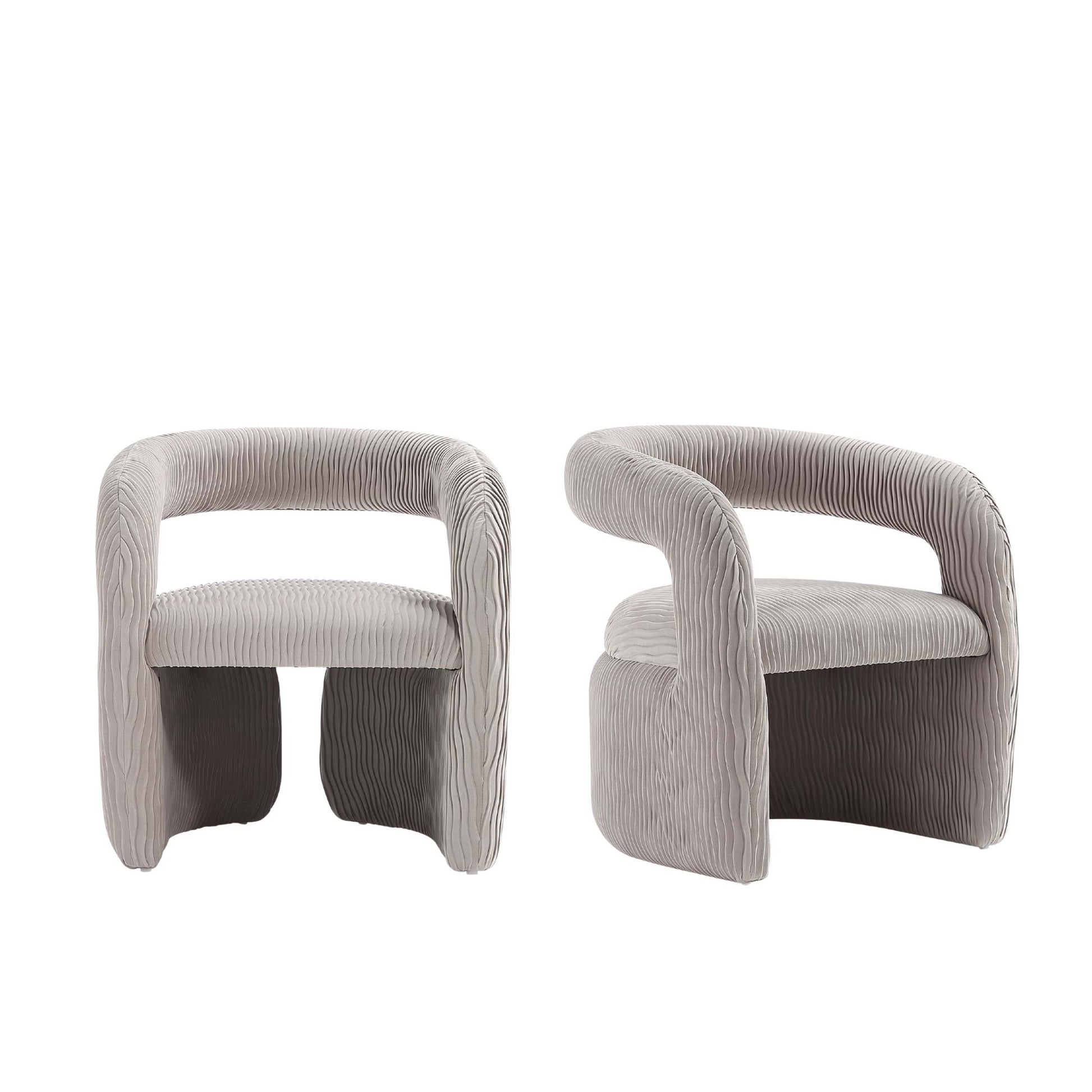 Manhattan Comfort Gray Modern Corvette Velvet Dining Chair In A Set Of 2