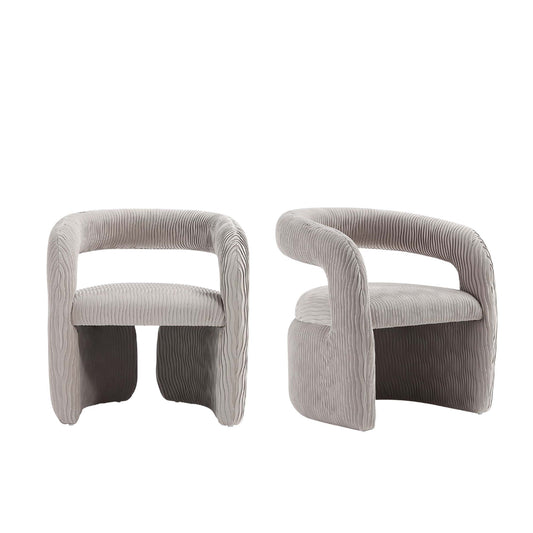 Manhattan Comfort Gray Modern Corvette Velvet Dining Chair In A Set Of 2