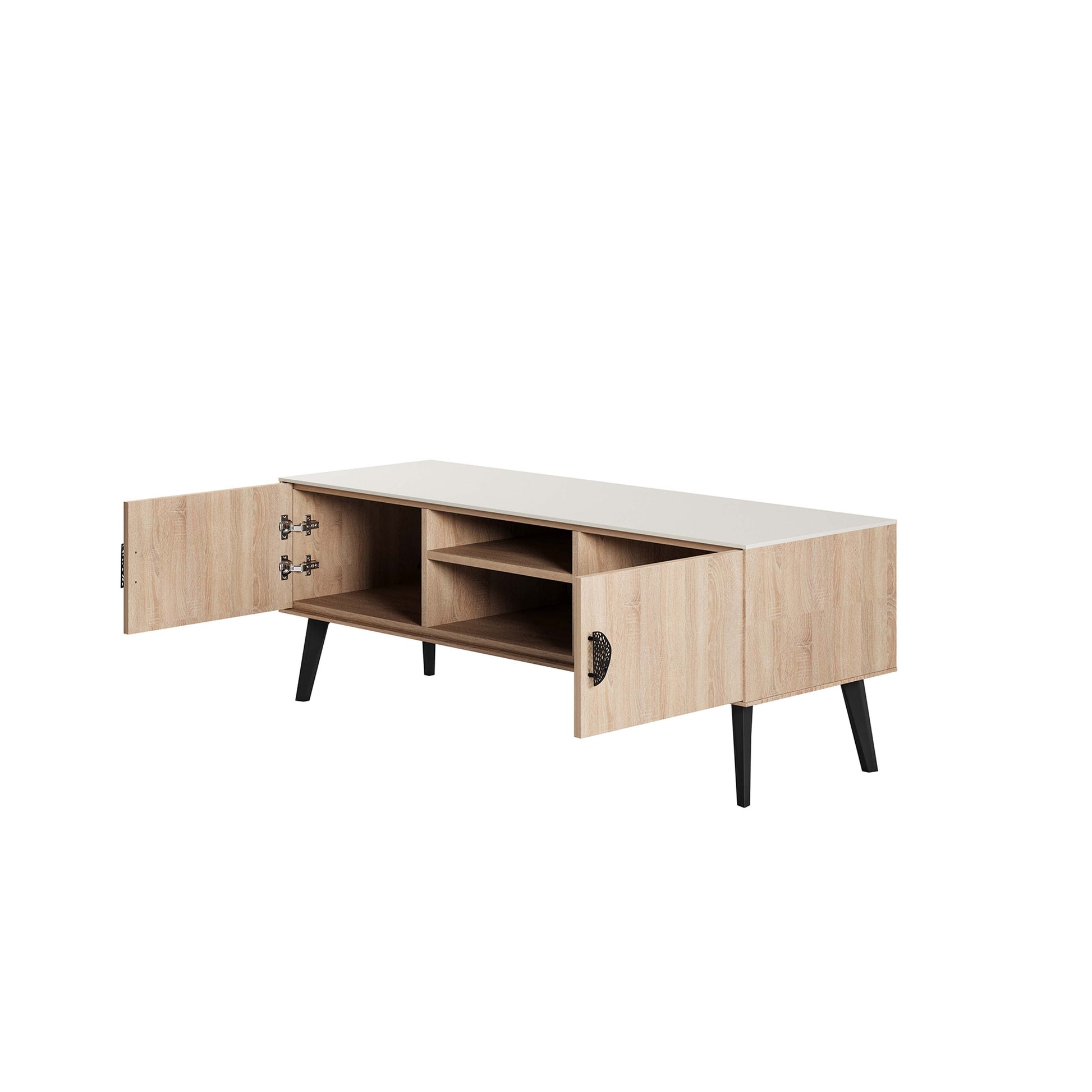 Manhattan Comfort Haley 56" Natural And Nude Mid-Century Modern TV Stand