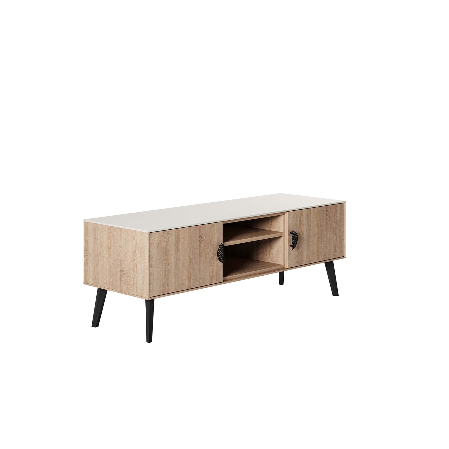 Manhattan Comfort Haley 56" Natural And Nude Mid-Century Modern TV Stand