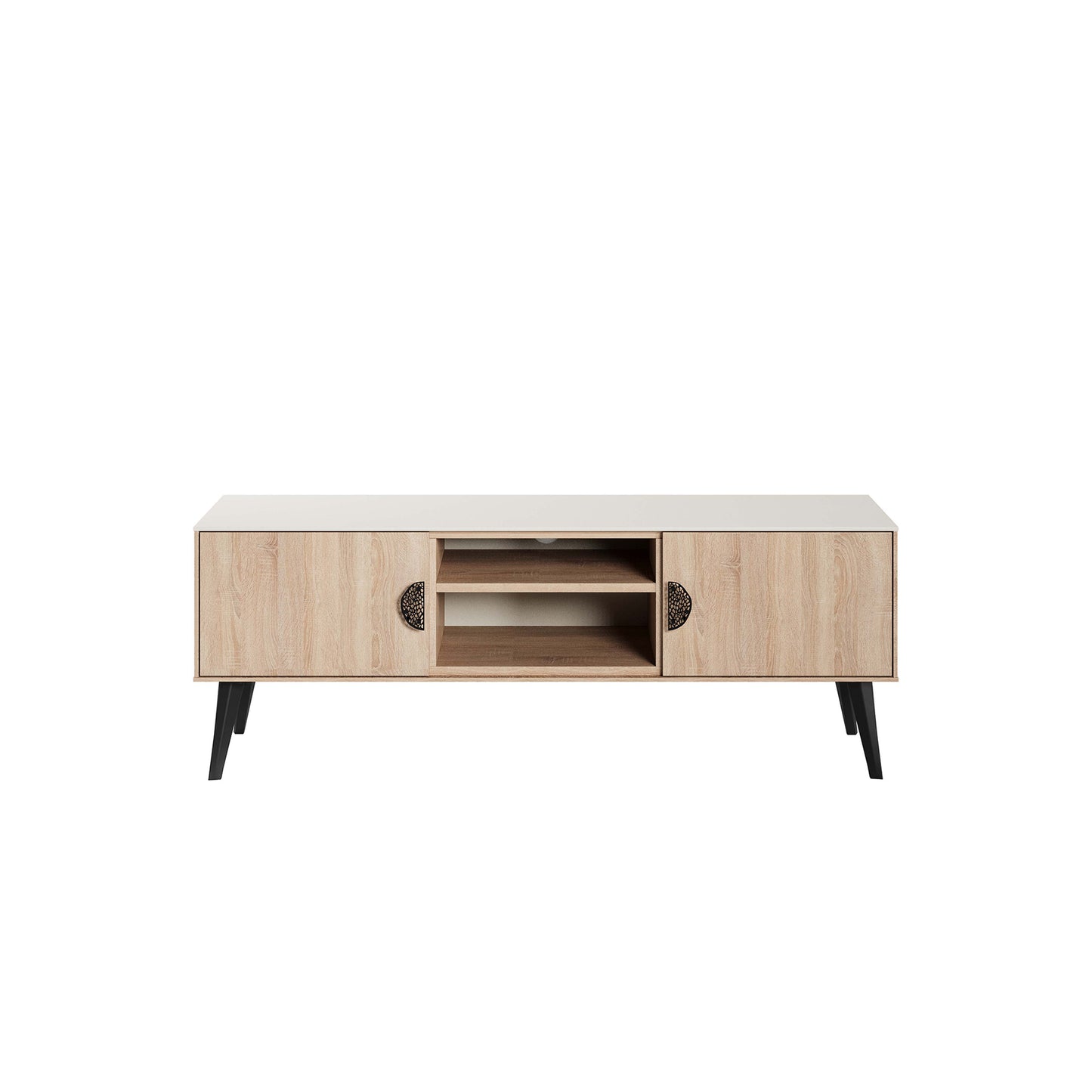 Manhattan Comfort Haley 56" Natural And Nude Mid-Century Modern TV Stand