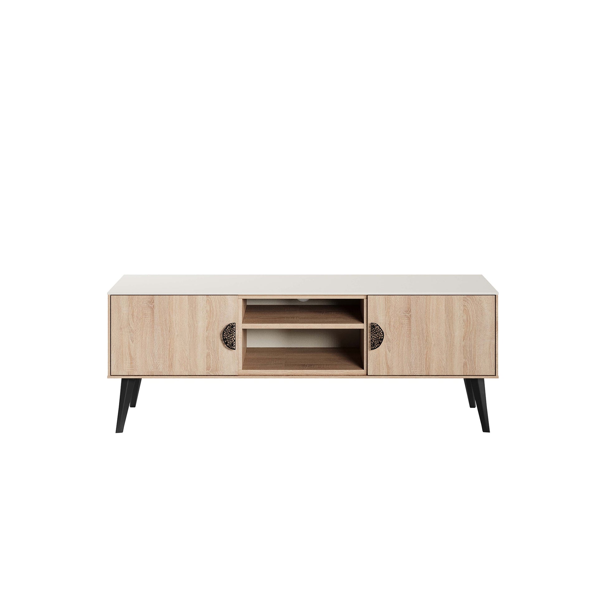 Manhattan Comfort Haley 56" Natural And Nude Mid-Century Modern TV Stand