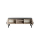 Manhattan Comfort Haley 56" White And Black Marble Mid-Century Modern TV Stand