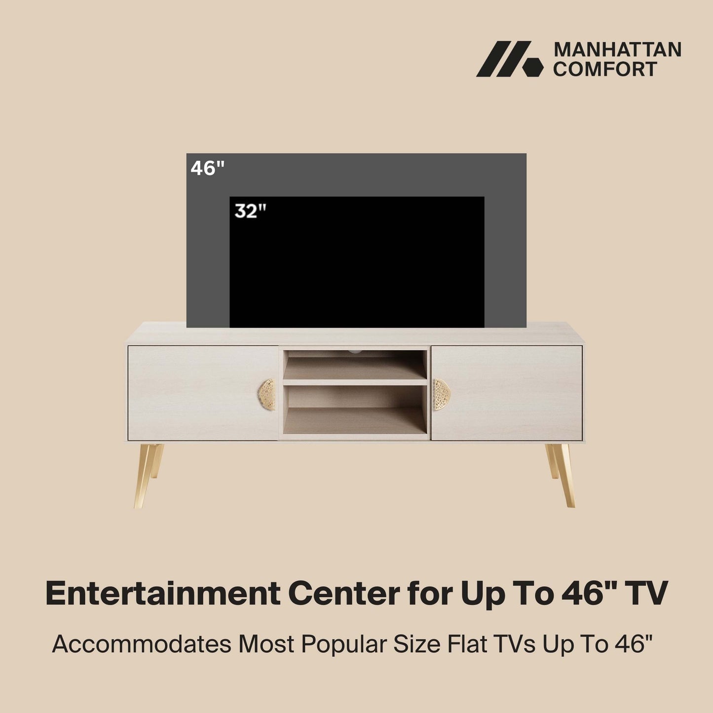 Manhattan Comfort Haley 56" White Mid-Century Modern TV Stand