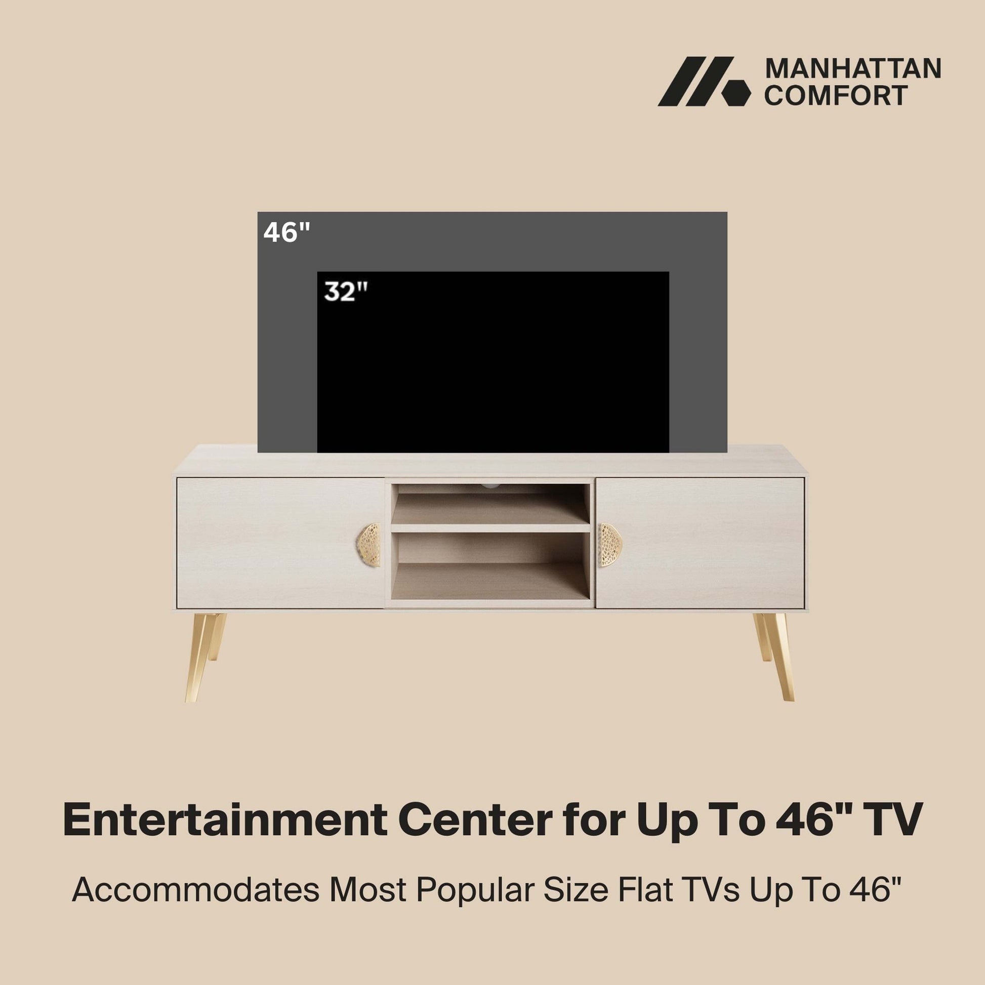 Manhattan Comfort Haley 56" White Mid-Century Modern TV Stand