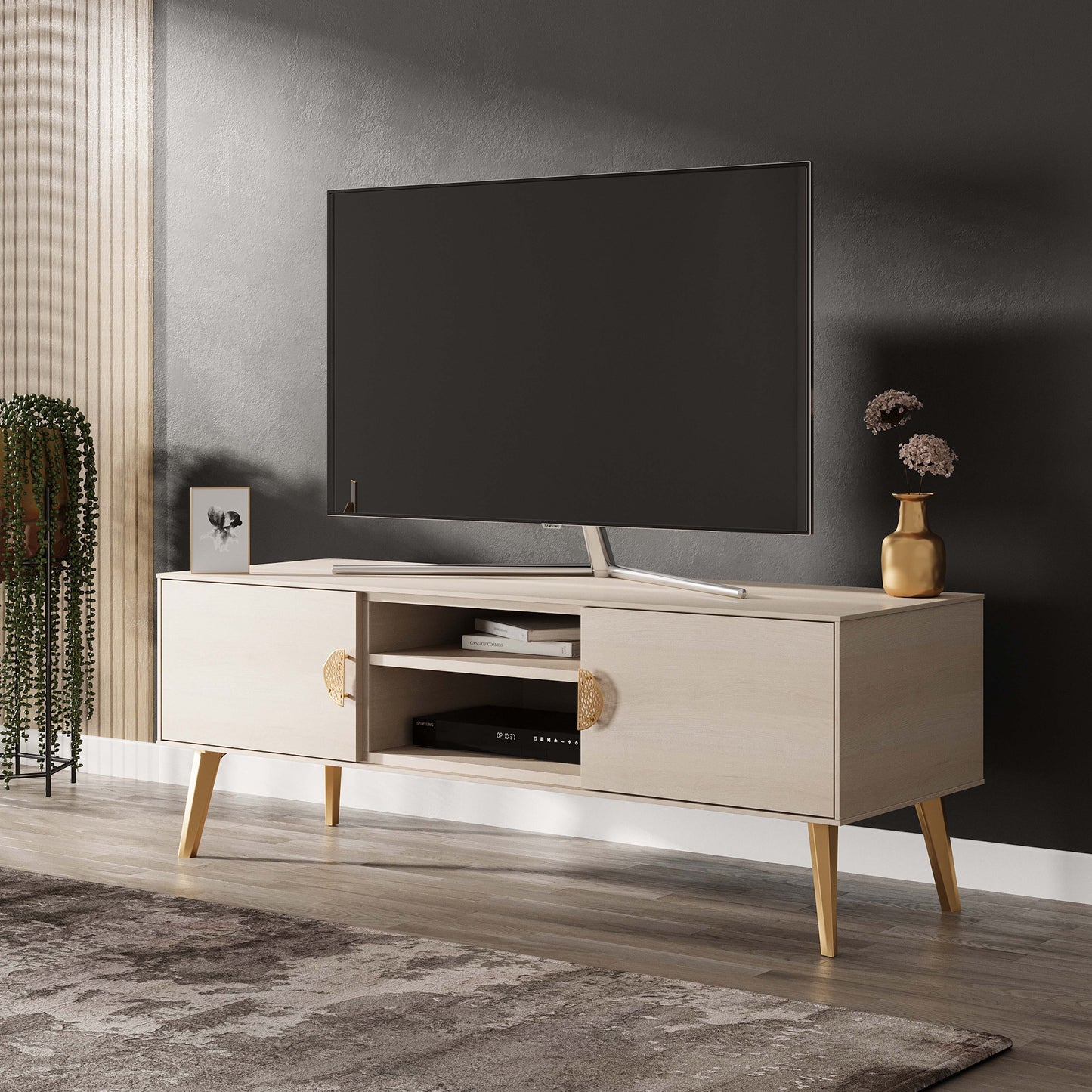 Manhattan Comfort Haley 56" White Mid-Century Modern TV Stand