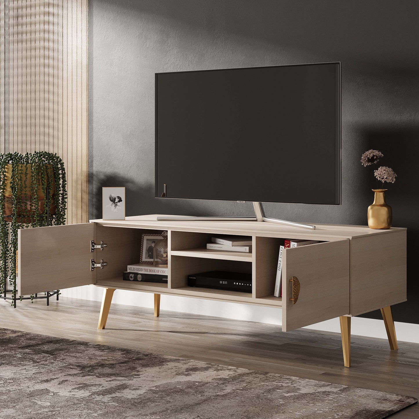 Manhattan Comfort Haley 56" White Mid-Century Modern TV Stand