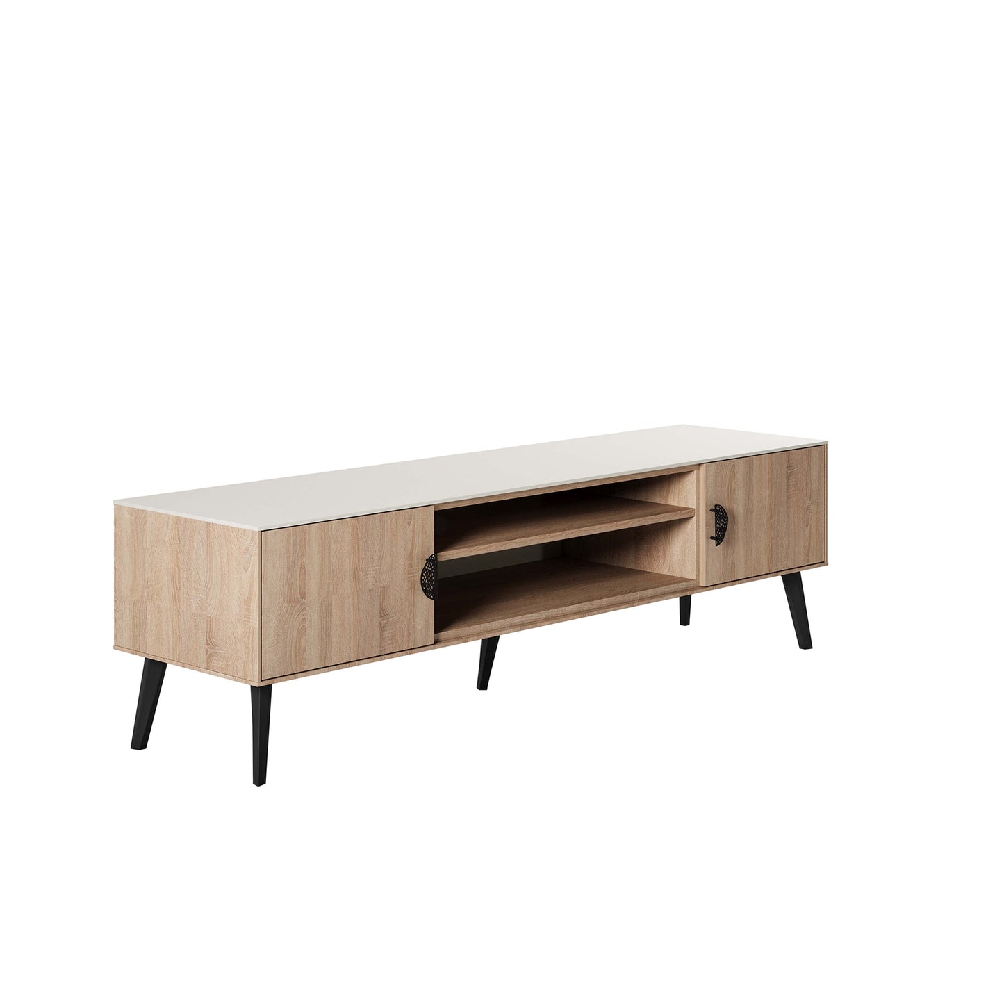Manhattan Comfort Haley 71" Natural & Nude Mid-Century Modern TV Stand