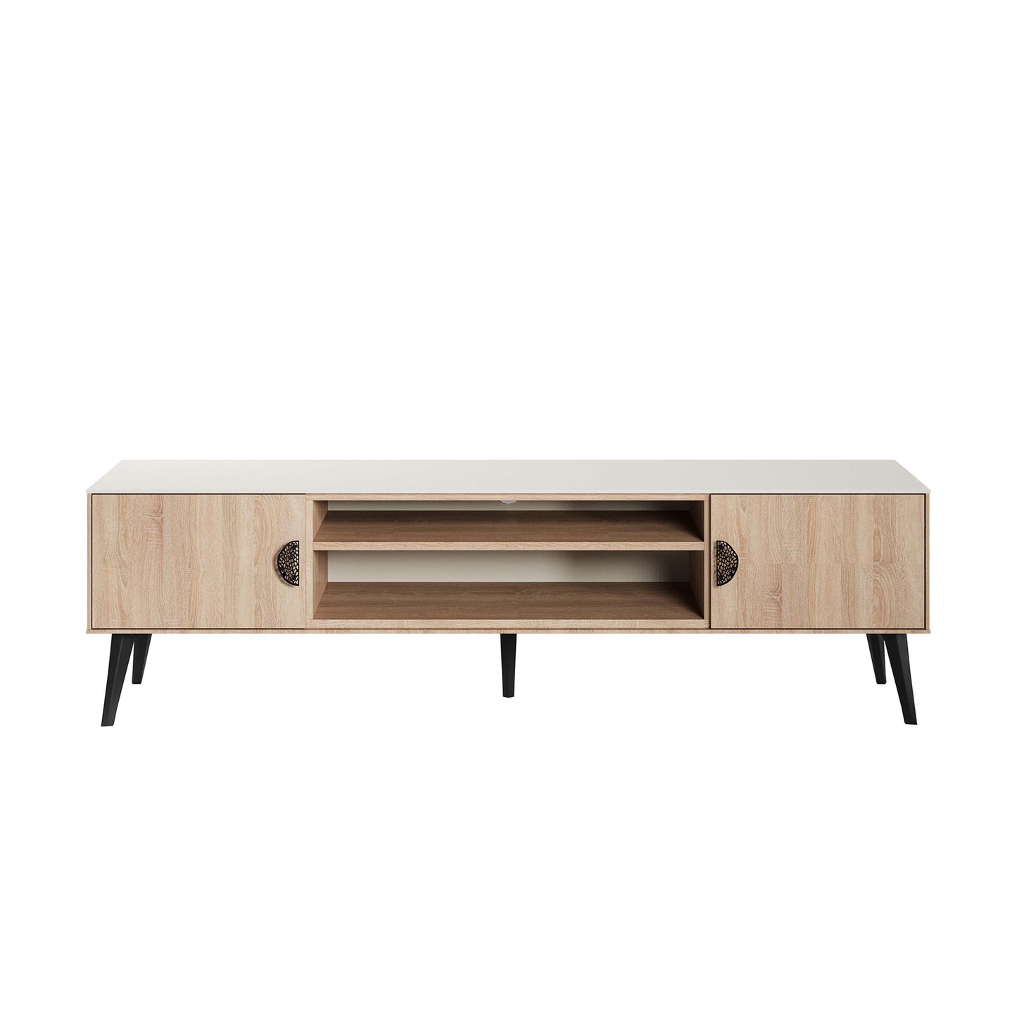 Manhattan Comfort Haley 71" Natural & Nude Mid-Century Modern TV Stand