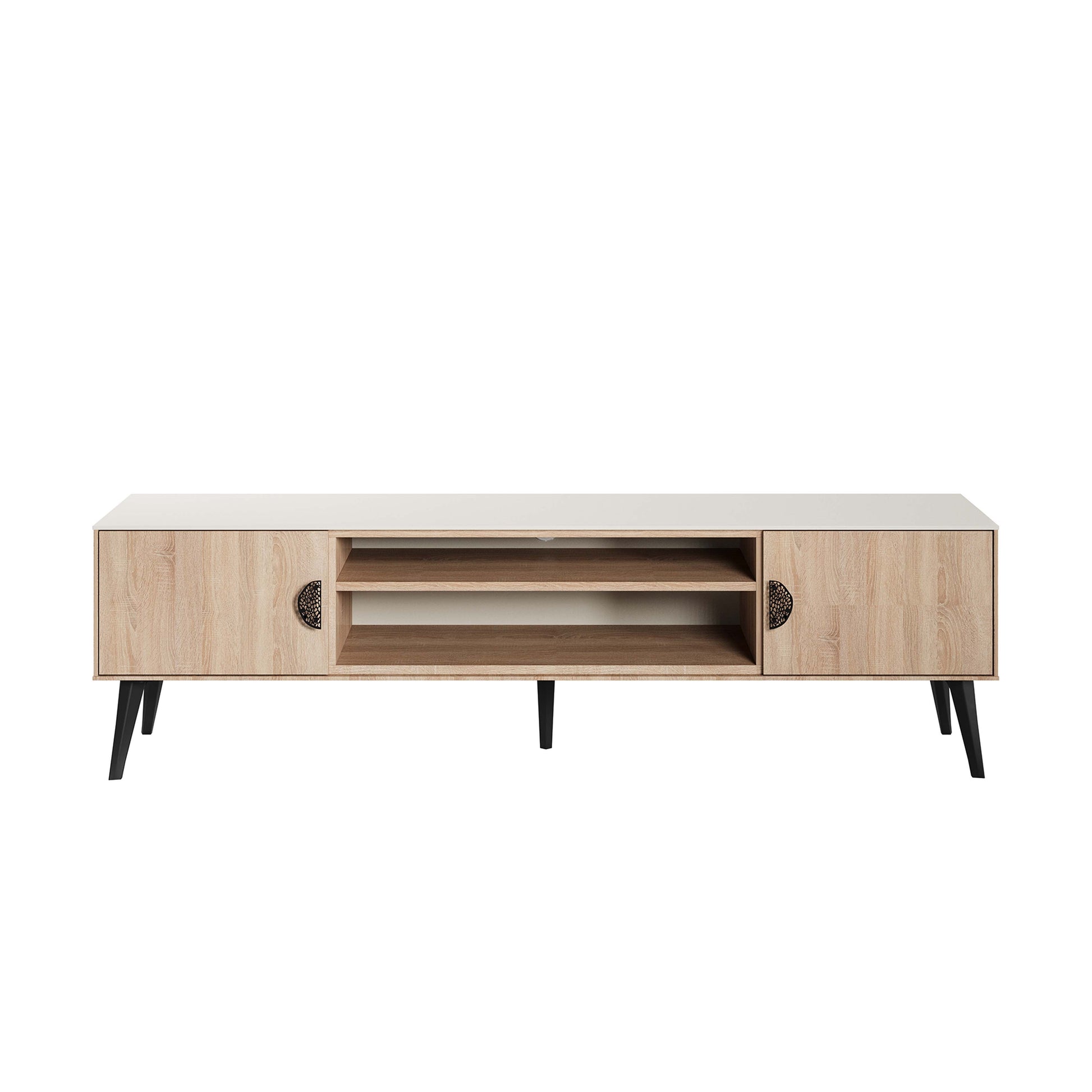 Manhattan Comfort Haley 71" Natural & Nude Mid-Century Modern TV Stand