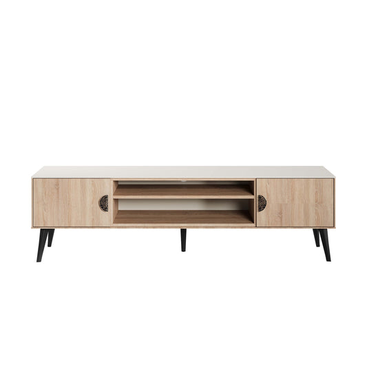 Manhattan Comfort Haley 71" Natural & Nude Mid-Century Modern TV Stand