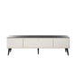 Manhattan Comfort Haley 71" White And Black Marble Mid-Century Modern TV Stand