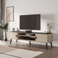 Manhattan Comfort Haley 71" White And Black Marble Mid-Century Modern TV Stand