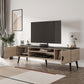 Manhattan Comfort Haley 71" White And Black Marble Mid-Century Modern TV Stand