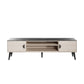 Manhattan Comfort Haley 71" White And Black Marble Mid-Century Modern TV Stand