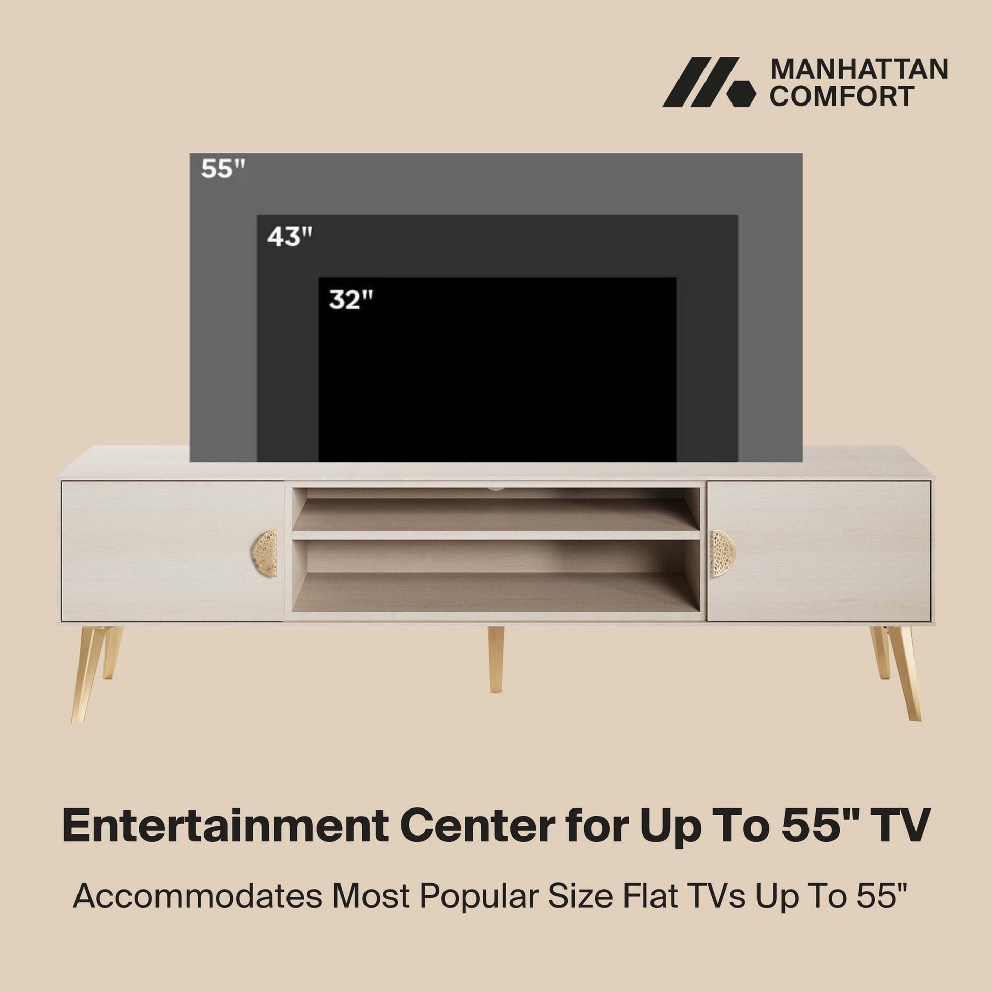 Manhattan Comfort Haley 71" White Mid-Century Modern TV Stand