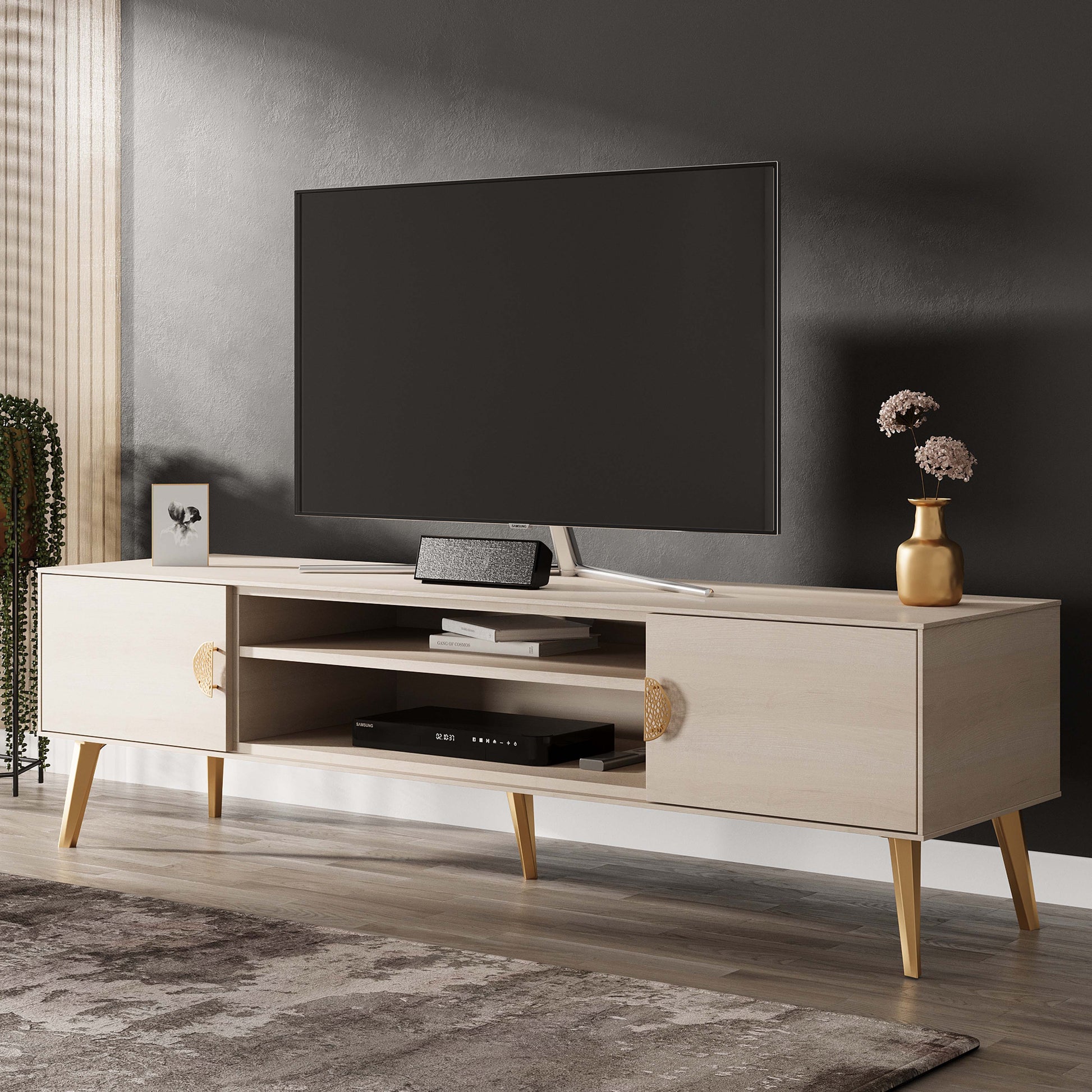 Manhattan Comfort Haley 71" White Mid-Century Modern TV Stand