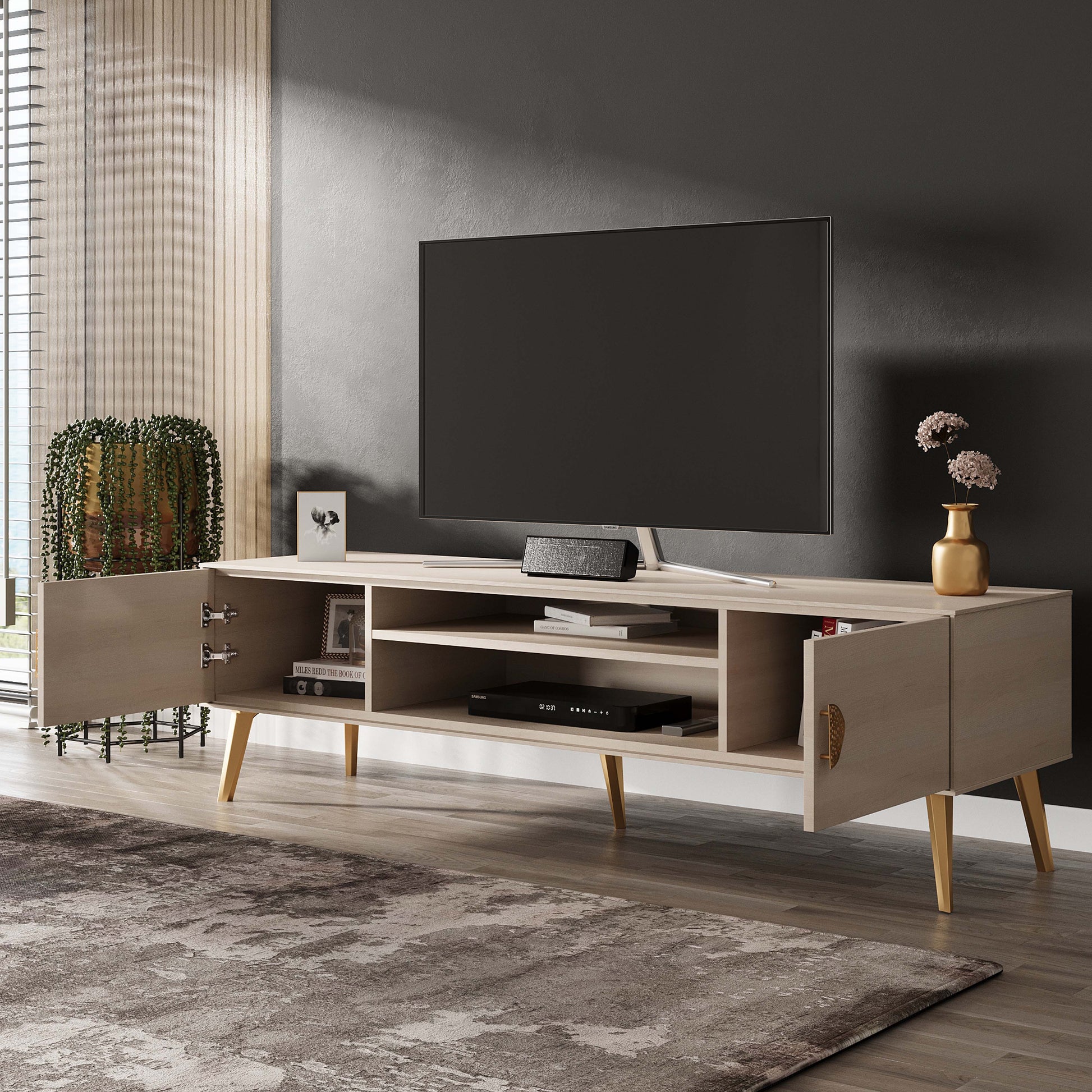 Manhattan Comfort Haley 71" White Mid-Century Modern TV Stand