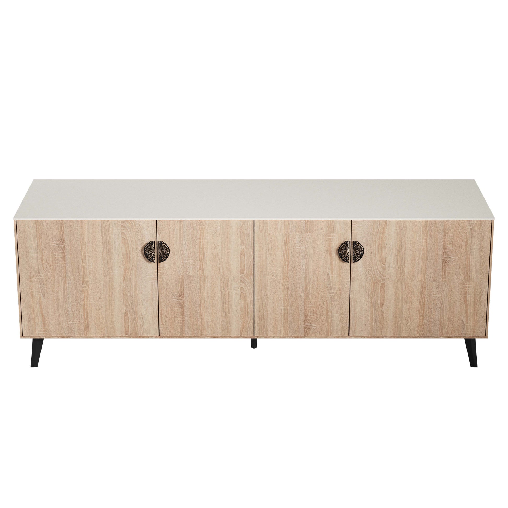 Manhattan Comfort Haley 79" Natural And Nude Mid-Century Modern Sideboard
