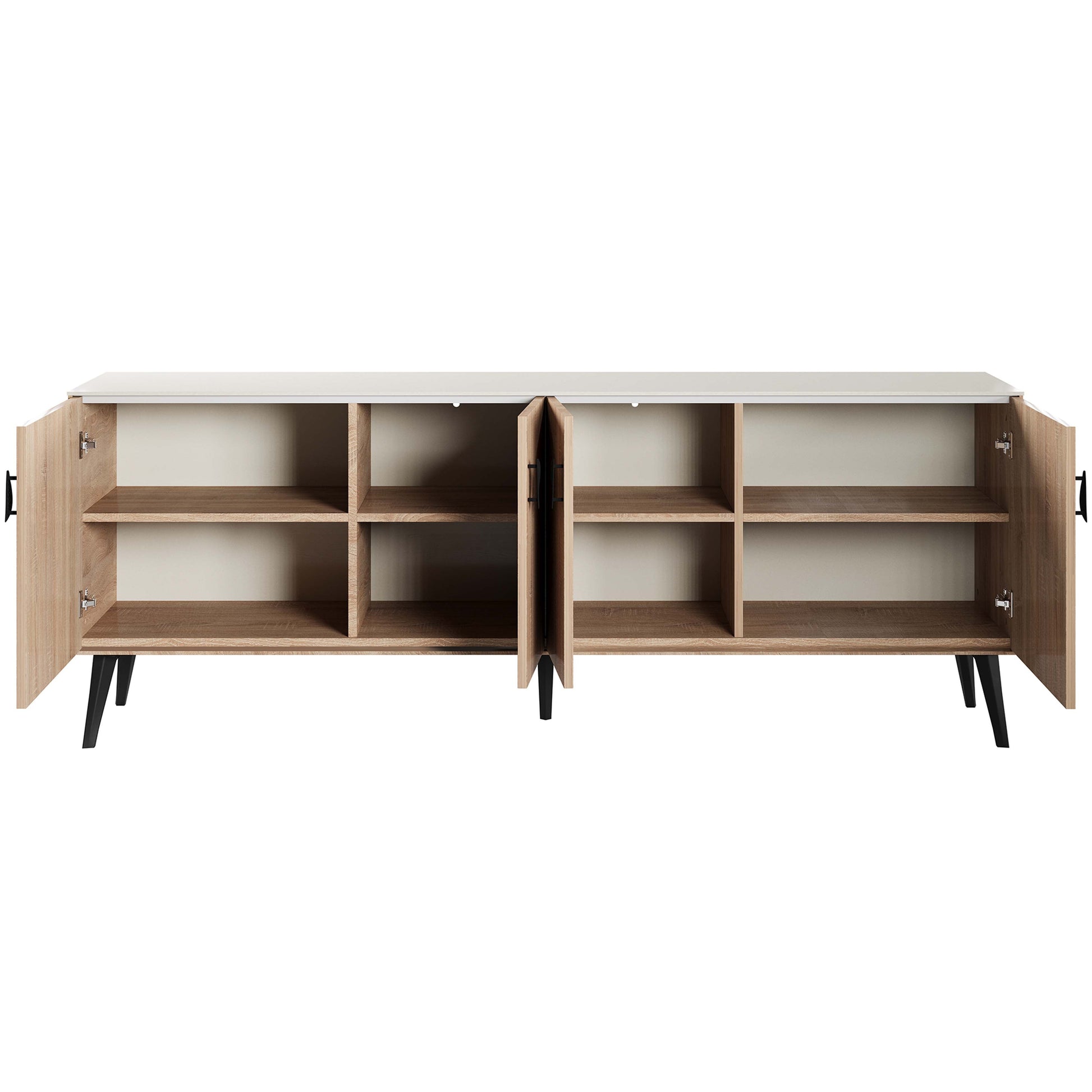 Manhattan Comfort Haley 79" Natural And Nude Mid-Century Modern Sideboard