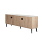 Manhattan Comfort Haley 79" Natural And Nude Mid-Century Modern Sideboard