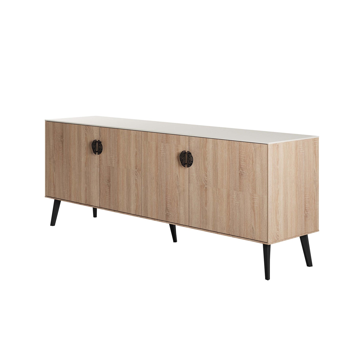 Manhattan Comfort Haley 79" Natural And Nude Mid-Century Modern Sideboard