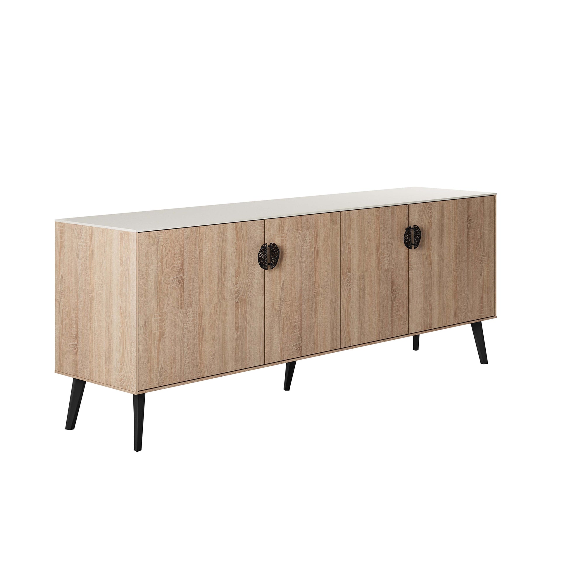 Manhattan Comfort Haley 79" Natural And Nude Mid-Century Modern Sideboard