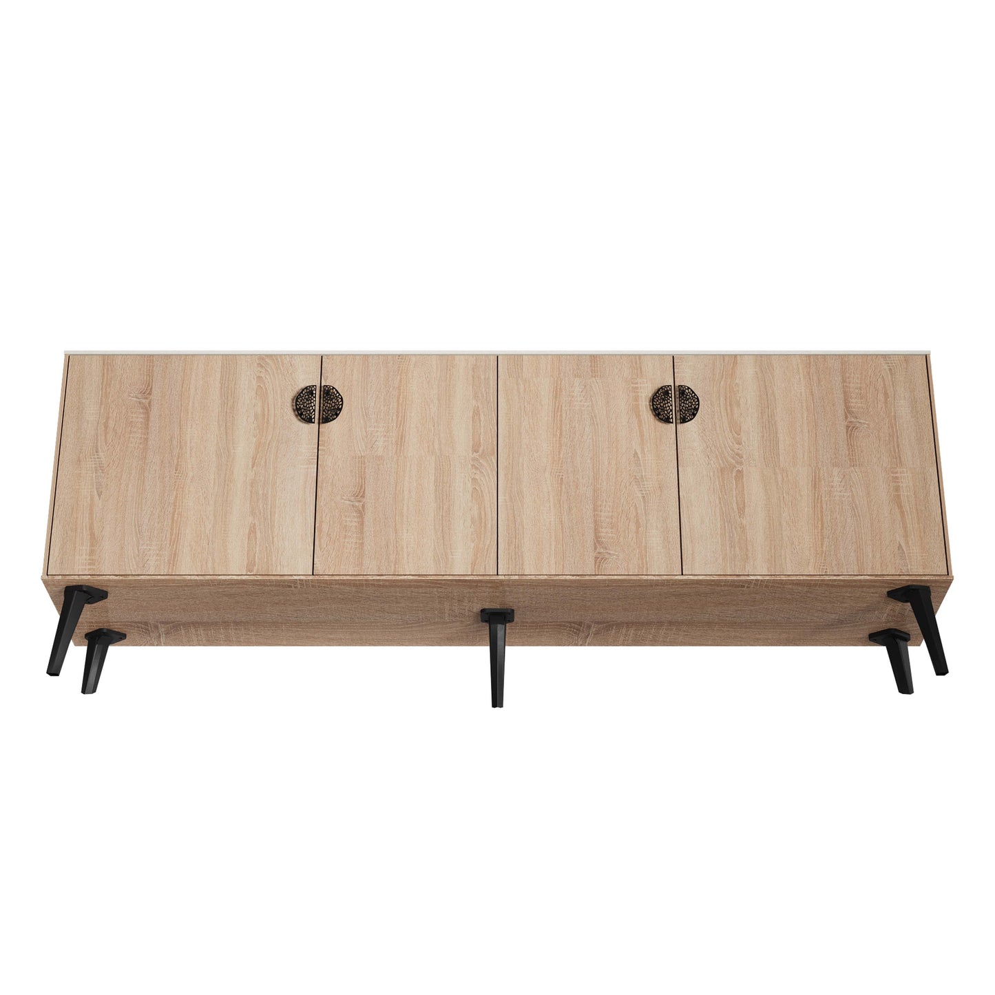 Manhattan Comfort Haley 79" Natural And Nude Mid-Century Modern Sideboard