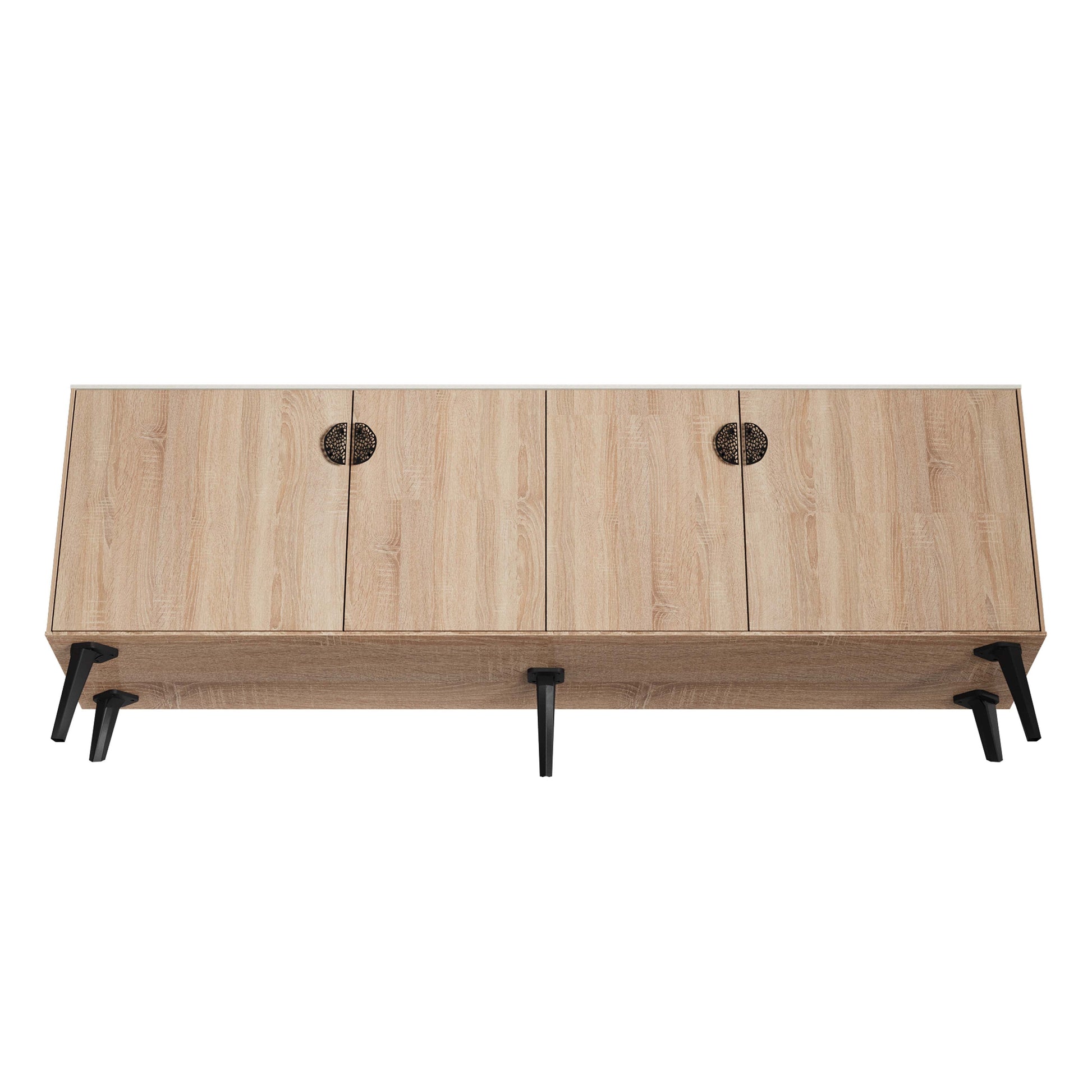 Manhattan Comfort Haley 79" Natural And Nude Mid-Century Modern Sideboard