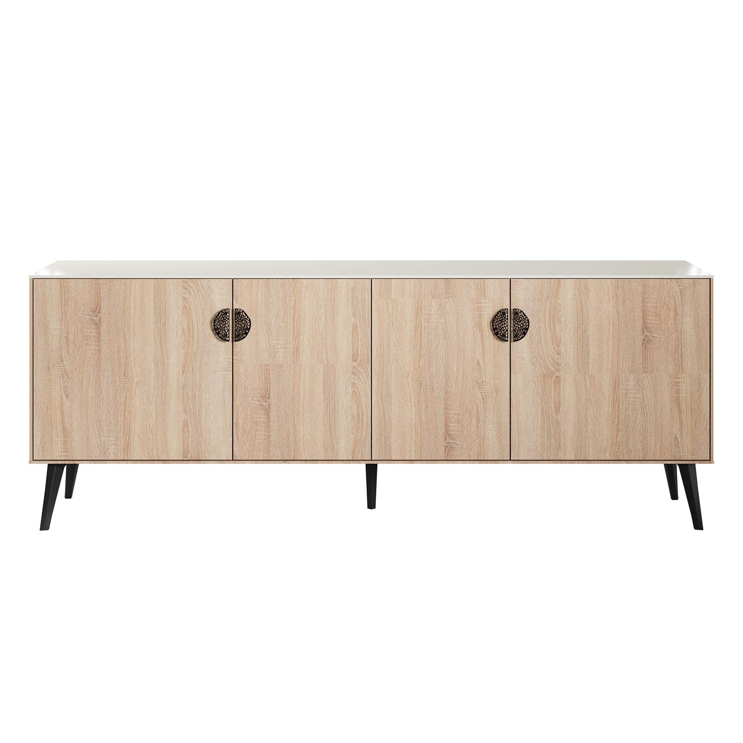 Manhattan Comfort Haley 79" Natural And Nude Mid-Century Modern Sideboard