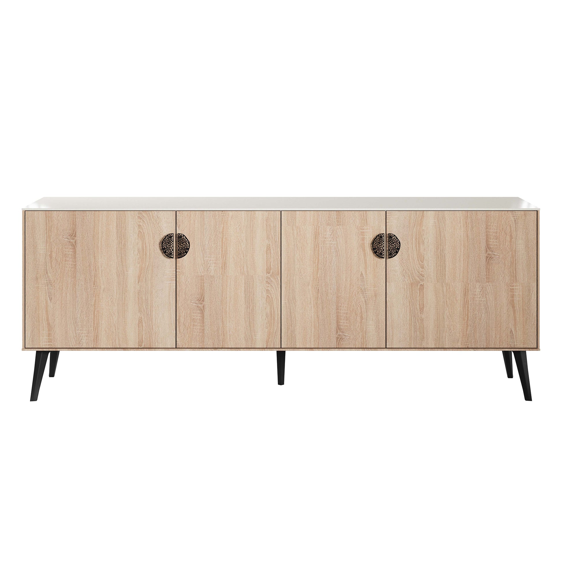 Manhattan Comfort Haley 79" Natural And Nude Mid-Century Modern Sideboard