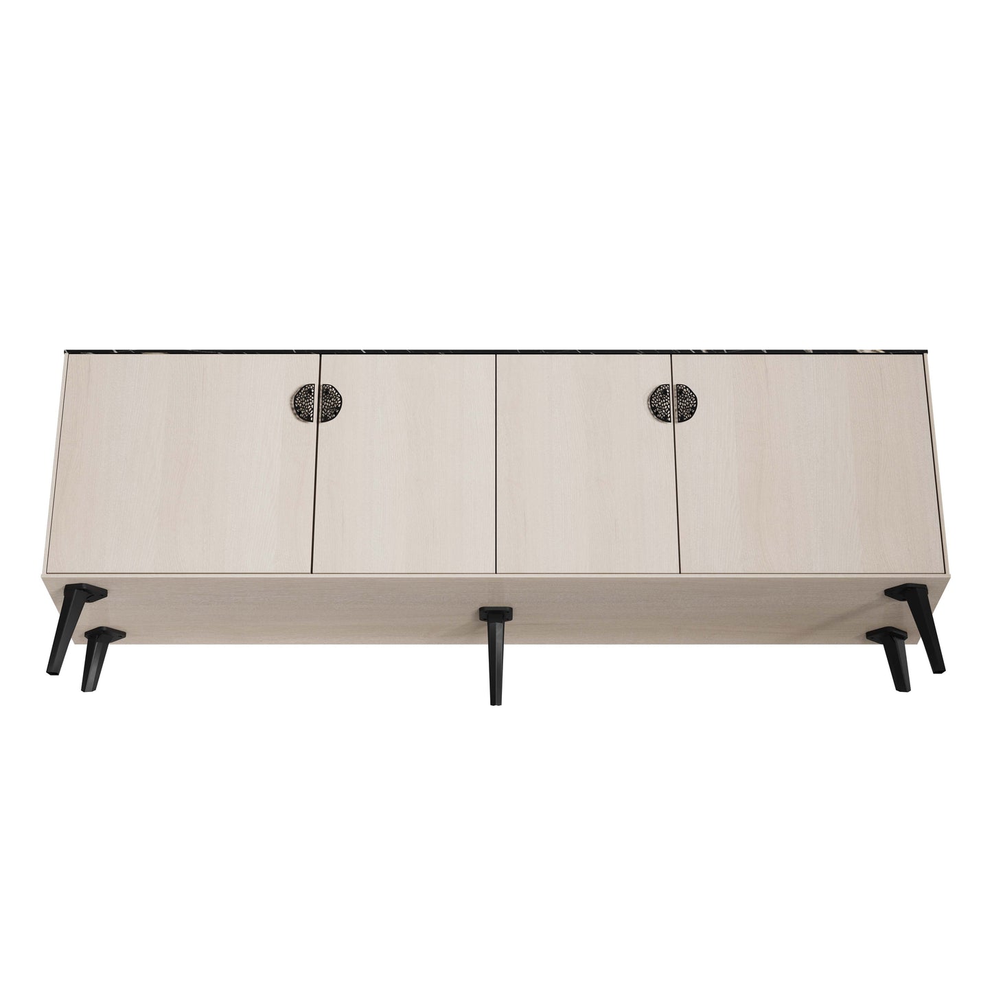 Manhattan Comfort Haley 79" White And Black Marble Mid-Century Modern Sideboard