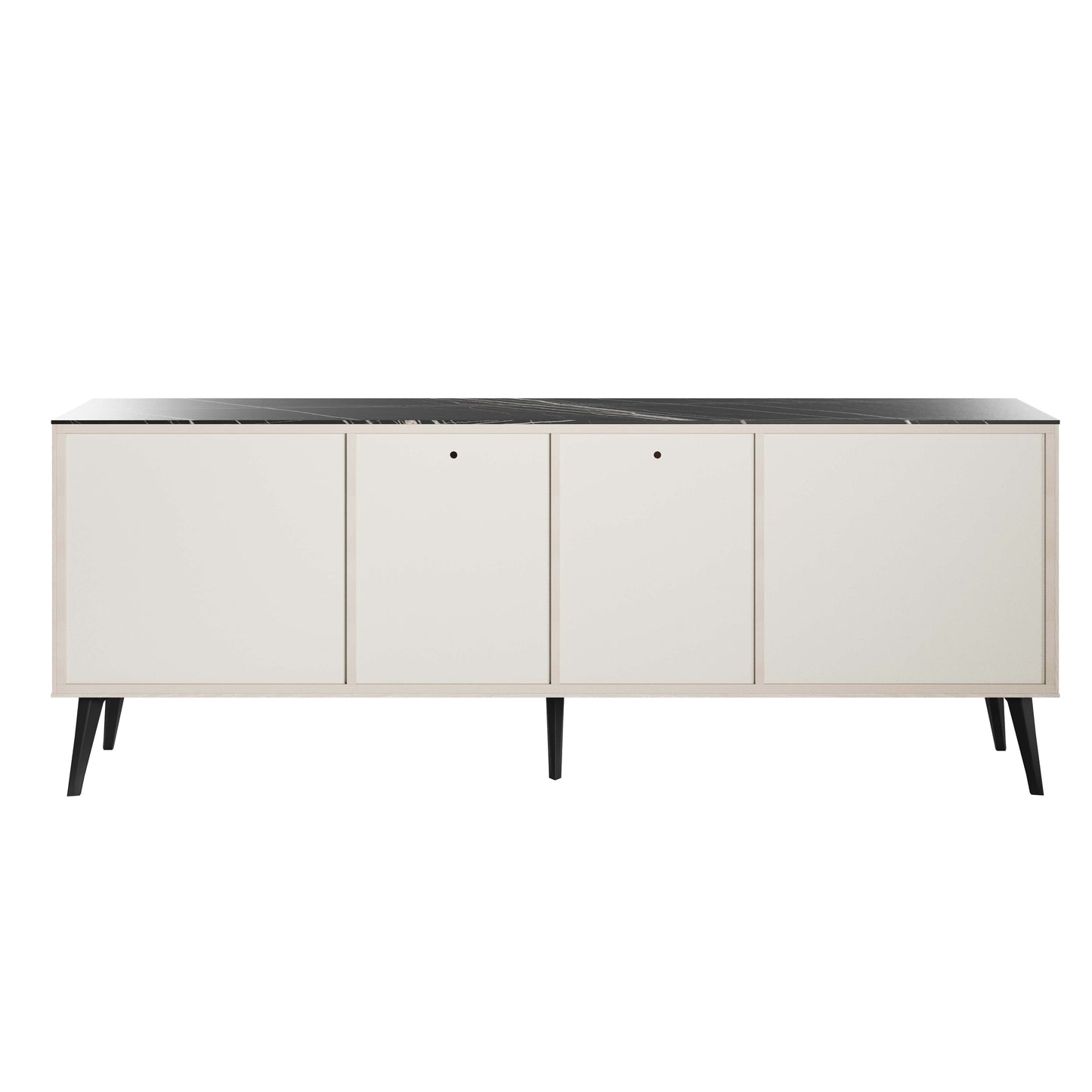 Manhattan Comfort Haley 79" White And Black Marble Mid-Century Modern Sideboard
