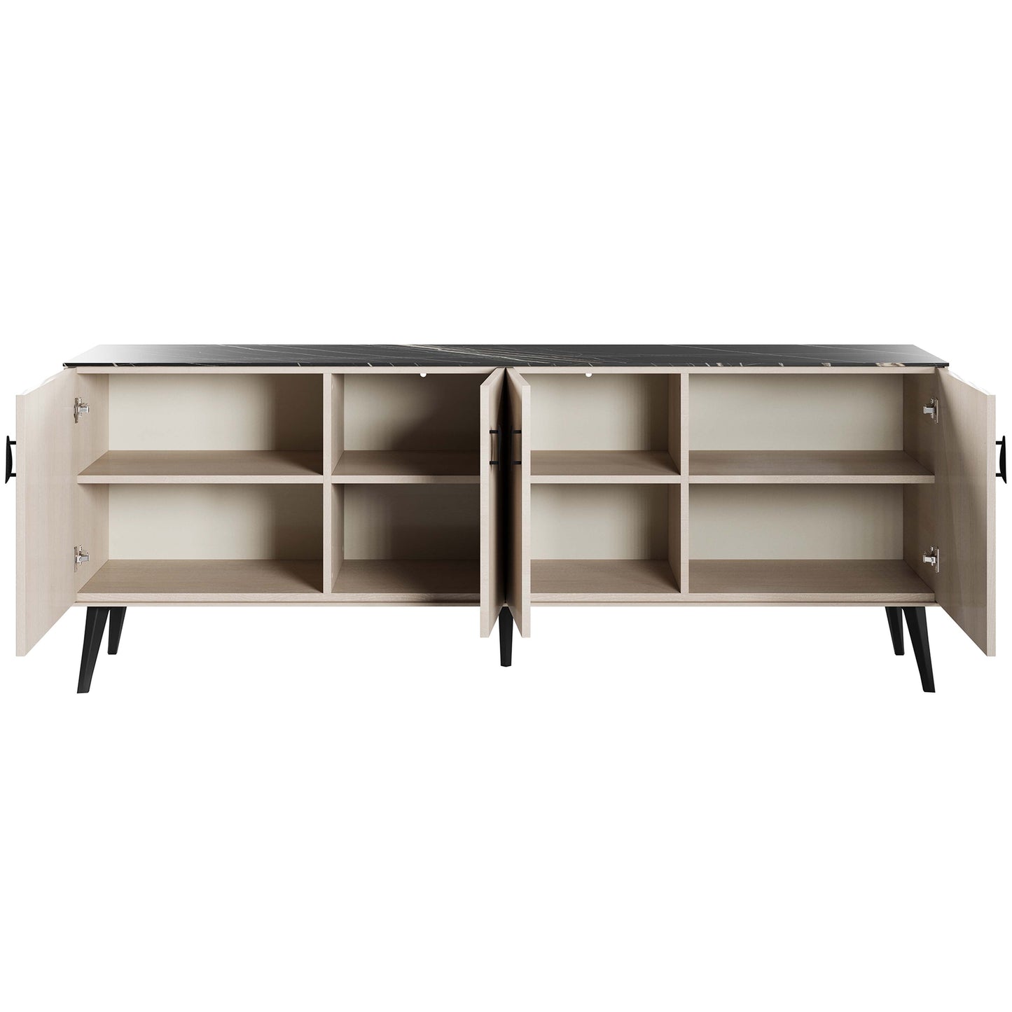 Manhattan Comfort Haley 79" White And Black Marble Mid-Century Modern Sideboard