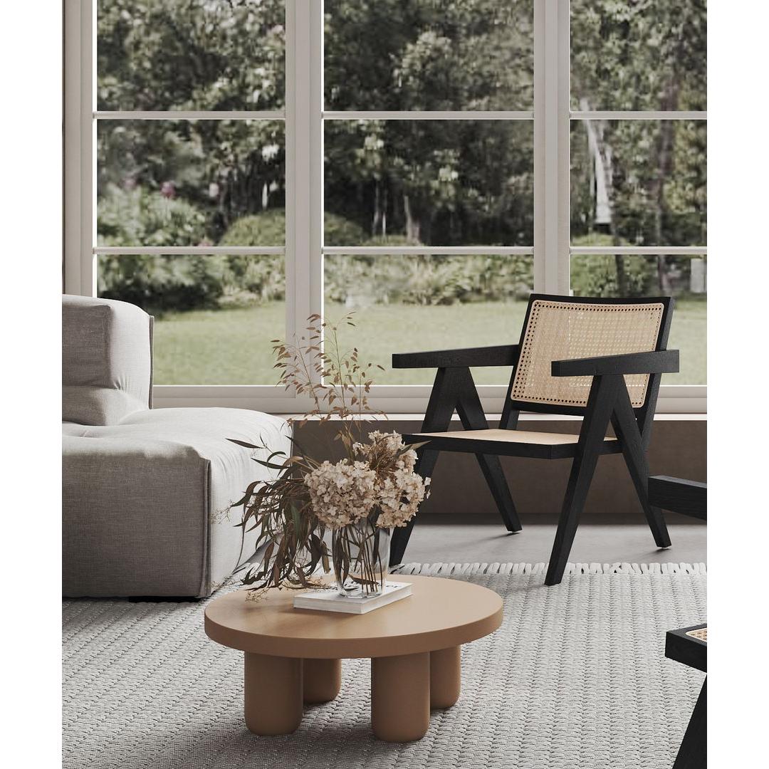 Manhattan Comfort Hamlet Accent Chair In Black & Natural Cane