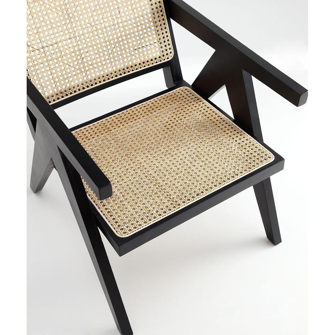 Manhattan Comfort Hamlet Accent Chair In Black & Natural Cane