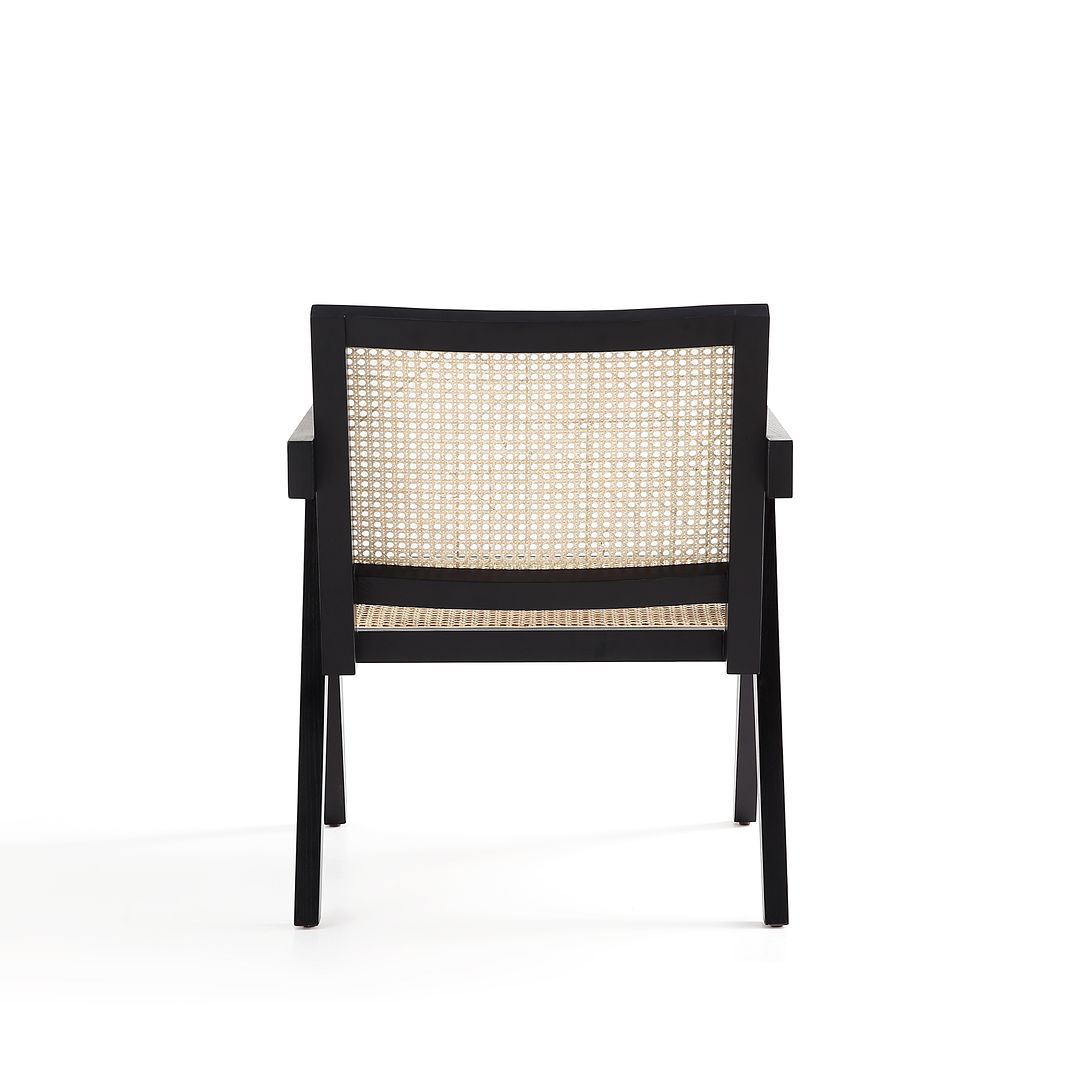 Manhattan Comfort Hamlet Accent Chair In Black & Natural Cane