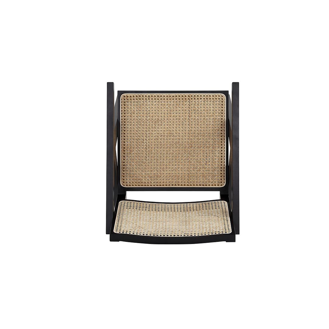 Manhattan Comfort Hamlet Accent Chair In Black & Natural Cane