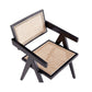 Manhattan Comfort Hamlet Black & Natural Cane Dining Arm Chair In A Set Of 2