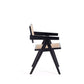 Manhattan Comfort Hamlet Black & Natural Cane Dining Arm Chair In A Set Of 2