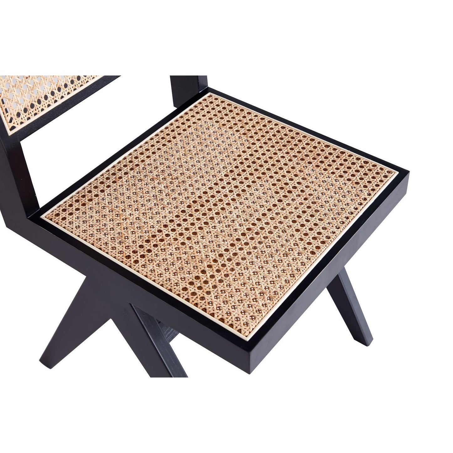 Manhattan Comfort Hamlet Black & Natural Cane Dining Chairs In A Set Of 2