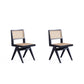 Manhattan Comfort Hamlet Black & Natural Cane Dining Chairs In A Set Of 2