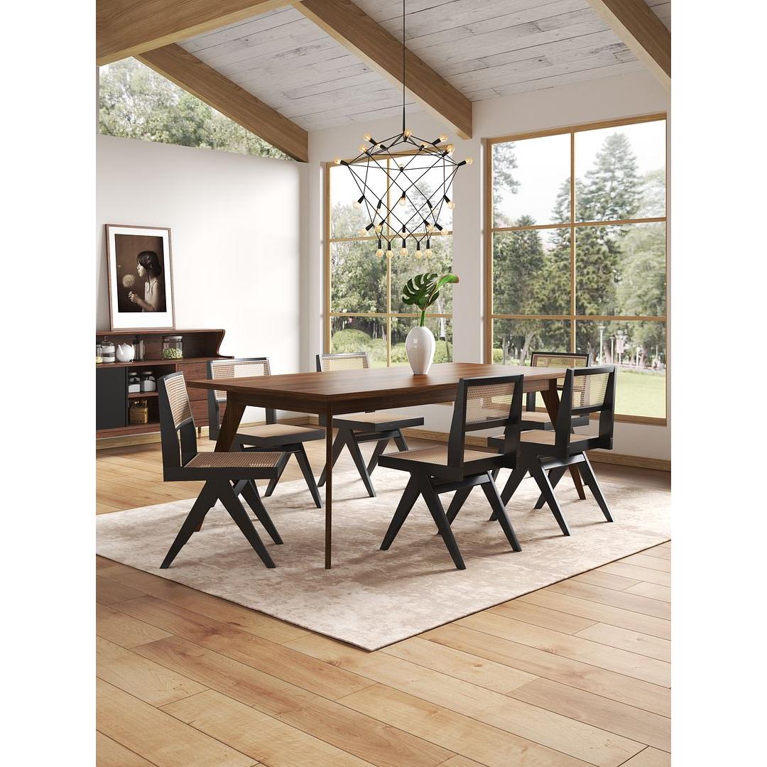 Manhattan Comfort Hamlet Black & Natural Cane Dining Chairs In A Set Of 4