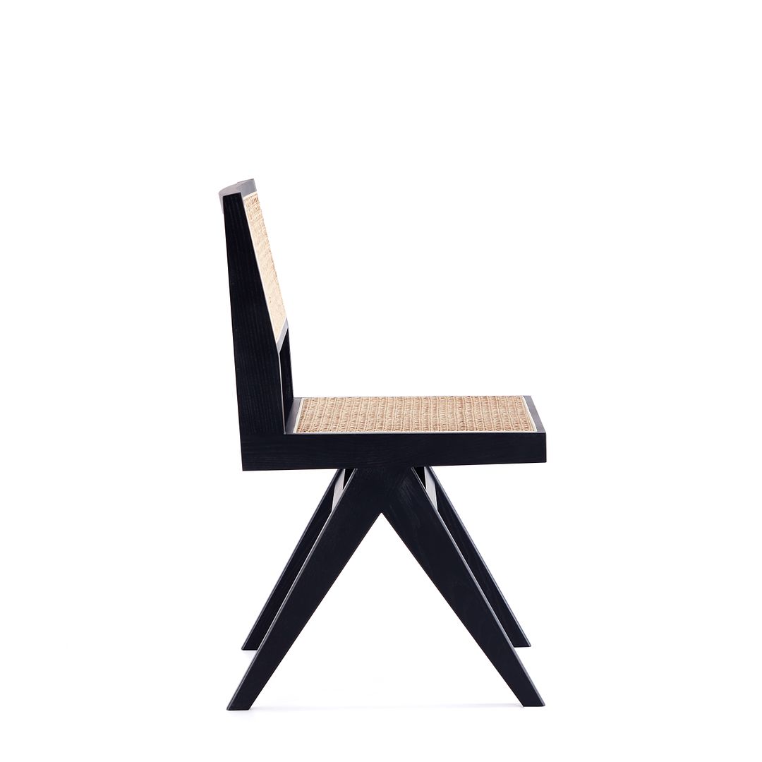 Manhattan Comfort Hamlet Black & Natural Cane Dining Chairs In A Set Of 4