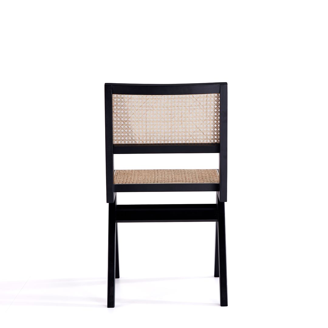 Manhattan Comfort Hamlet Black & Natural Cane Dining Chairs In A Set Of 4