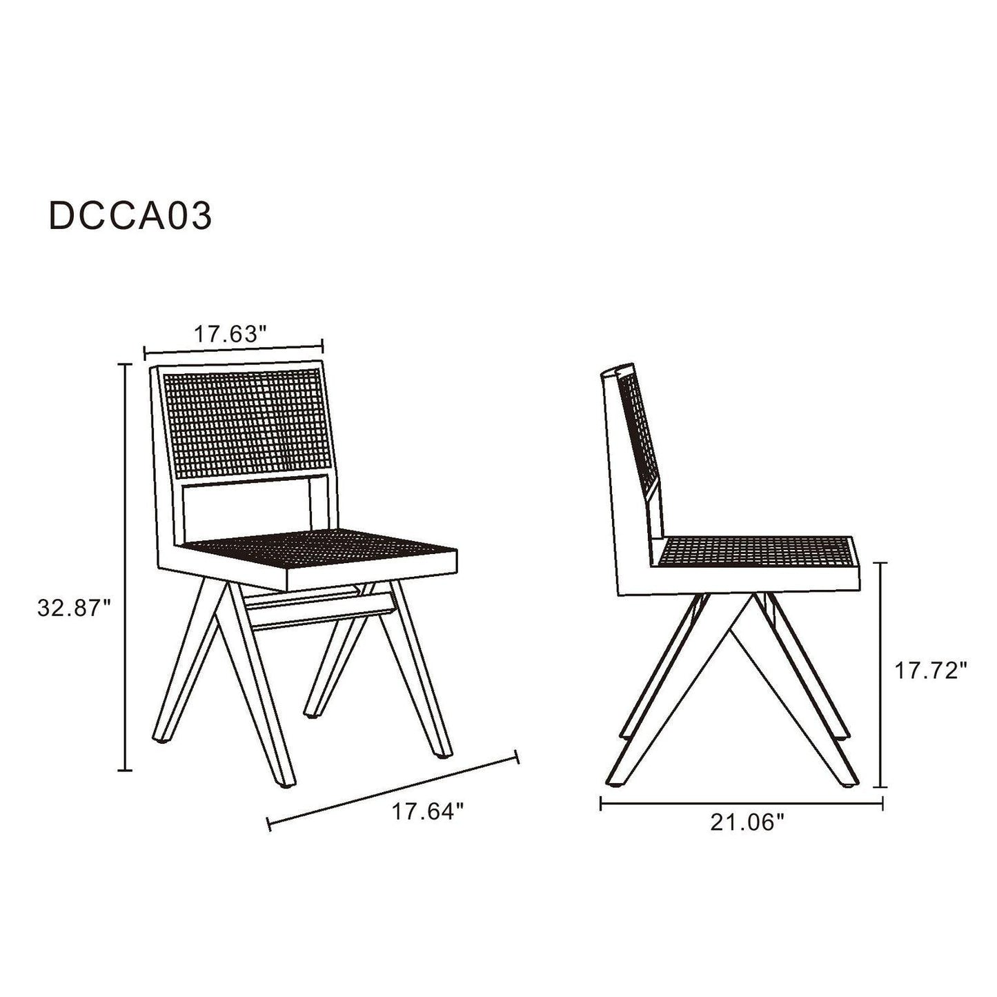 Manhattan Comfort Hamlet Black & Natural Cane Dining Chairs In A Set Of 4